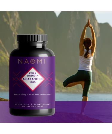 Astaxanthin 12mg Softgel Supplement for Joint, Eye, Skin & Brain Health - 30 Softgels - Buy Online on GoSupps.com