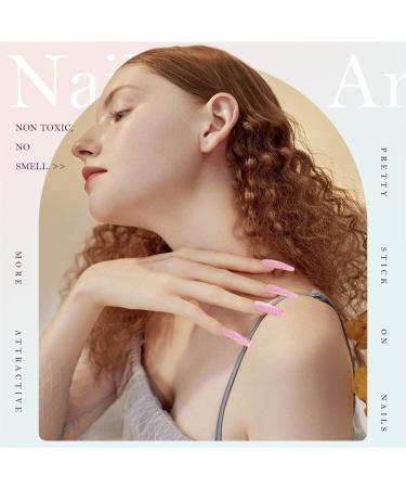 Buy Vatocu Shiny Pink French Artificial Nails - Long Wave Point Acrylic Nails for Women & Girls (24 Pieces) - International Shipping - Buy Online on GoSupps.com