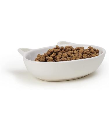 PetRageous Oval Frisky Kitty Stoneware Cat Bowl - 5.5 Wide, 1.5 Tall, 5.3oz Capacity, Dishwasher Safe - White - Buy Online on GoSupps.com