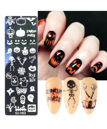Halloween Nail Art Stamping Plates Kit - 6pcs Horror Ghost Skull Pumpkin Spider Witch Manicure Templates - Buy Online on GoSupps.com