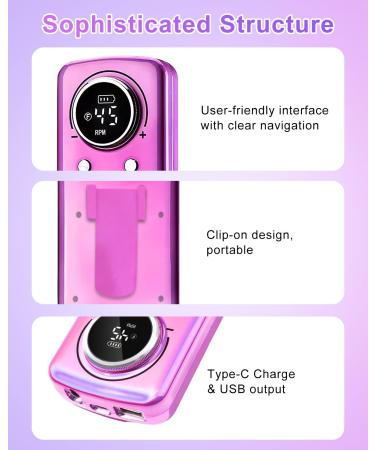 Professional Cordless Nail Drill - 45000 RPM Rechargeable Electric Nail File Kit for Acrylic & Gel Nails | Low Noise Portable Manicure & Pedicure Tool for Salon & Home Use - Buy Online on GoSupps.com