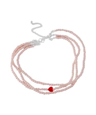 Oralgo's stylish necklace with love trailer elegant multi -layer pearls collarbone chain accessory charm for trendy women imitation pearls