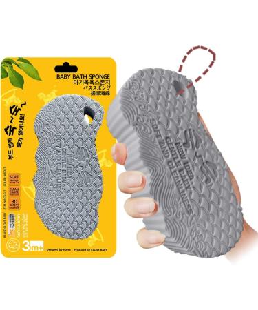 Orxior Super Soft Exfoliating Bath Sponge | Reusable Dead Skin Remover | Gentle Natural Fiber Shower Sponge for Adults & Kids - Grey - Buy Online on GoSupps.com