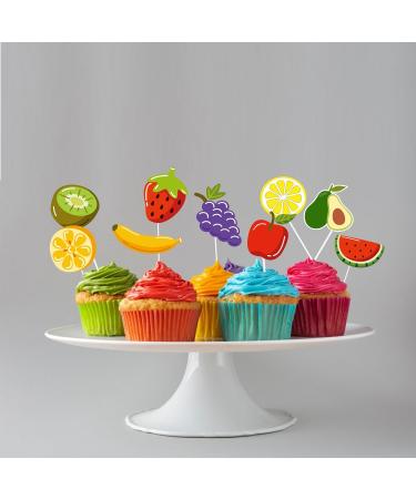 36Pcs Fruit Happy Birthday Cupcake Toppers Tropical Summers Cupcake Dessert Muffin Food Cake Picks Hawaii Fruit Baby Shower Wedding Party Themed Birthday Party Supplies - Buy Online on GoSupps.com