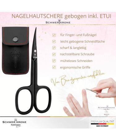 Schwertkrone Nail & Cuticle Scissors - Made in Germany with Case | Premium Quality Solingen Cuticle Scissors for Perfect Grooming - Buy Online on GoSupps.com
