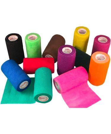 4 Vet Wrap Tape Bulk - Self-Adhesive Flex Bandage for Pets | Assorted Colors, 6-24 Packs Available - Buy Online on GoSupps.com
