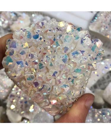 Natural White Angel Aura Quartz Electroplating White Crystal Cluster Colorful Point Geode Enegry Crystals Decor Suitable for Home Natural Luster (Size : 200-300g) - Buy Online on GoSupps.com