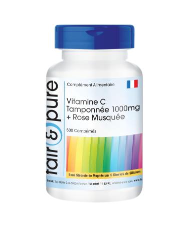 Fair & Pure - Vitamine C non acide 1000mg + cynorrhodon - 500 comprim s d'ascorbate de calcium L - grande bo te hautement dos - v gan - qualit allemande