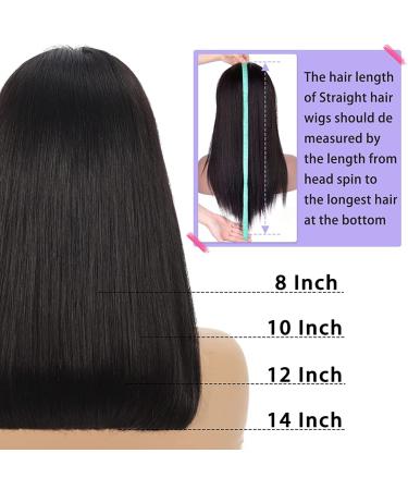 Shesbeauty 10 Inch Bob Wig Human Hair 13x4 Frontal Lace Wig for Women - 180% Density Bob Lace Front Wigs with Baby Hair - Pre Plucked Natural Black Color - Buy Online on GoSupps.com