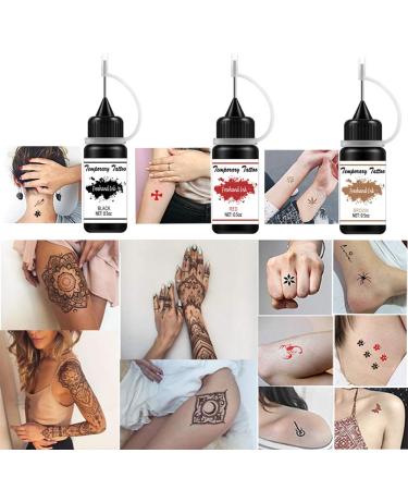 TOFD Temporary Tattoo Kit - Semi Permanent Freehand Ink for Body Art - 30 Pcs Free Tattoo Stencils - Full DIY Kit with 4 Bottles 2oz - Buy Online on GoSupps.com