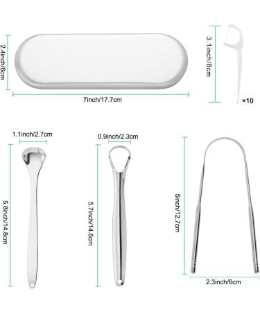 Mihify Mart Tongue Scraper Set - 5 Stainless Steel Rustproof Tongue Cleaners + 10 Dental Floss Picks for Adults & Kids | Reusable Mouth Cleaning Tools - Buy Online on GoSupps.com
