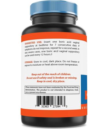 Nova Nutritions Boric Acid Vaginal Suppositories - 100% Pure USA Made USP Medical Grade - Easy Dissolve, Third Party Tested - 60 Count - Buy Online on GoSupps.com