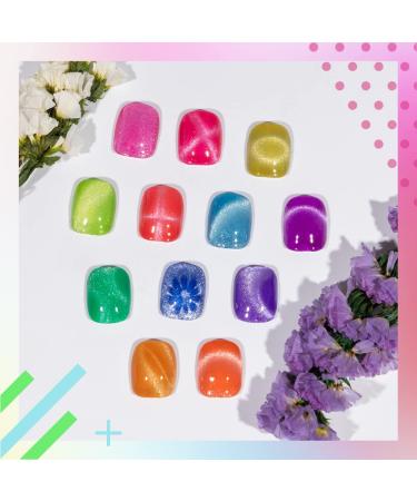 MIZHSE Neon Cat Eye Gel Nail Polish Kit 12Pcs - Blue Green Purple Magnetic Manicure Set - Buy Online on GoSupps.com