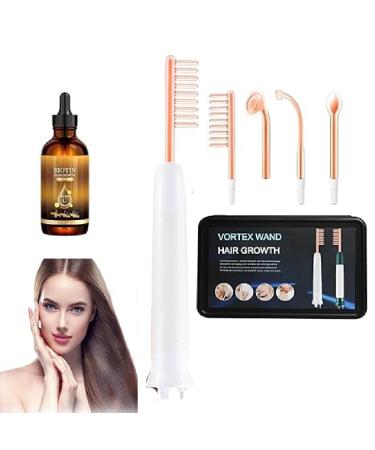 Hair Growth Wand Haute frequence baguette pour la croissance des cheveux Baguette de croissance des cheveux avec hair serum Baguette de croissance des cheveux avec 4 tubes diff rents (1 Blanc) 1 Blanc