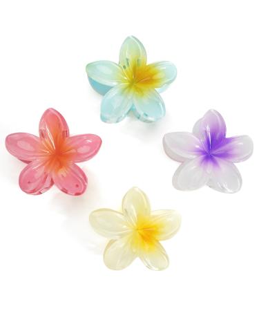 JOYOYO 4 Pcs Flower Hair Clips Medium Size Hair Claw Clips for Women Girls Hair Grips Women Hair Clips Bright Color Flower Clips 3 Inch Floral