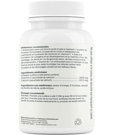 Maxion Vitamin C 2000mg with Calcium Supplement to Support the Immune System and Healthy Bones Cartilage Teeth and Gums Orange Flavour 150g Powder - Buy Online on GoSupps.com