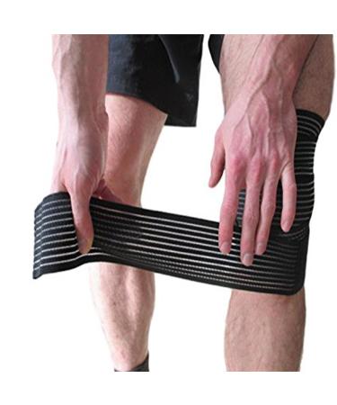 ANMKOT 2PCS Black Elastic Breathable Knee Pain Relief Straps Support Wraps Gym Squat Lifting Knee Brace Compression Bandage Sleeve 2PCS Knee Bandage