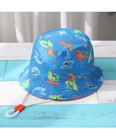 XYIYI Kids Bucket Hat - Adjustable Sun Hat for Boys Girls 2-4 Years | Light Blue Shark Design - Buy Online on GoSupps.com