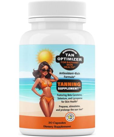 Tan Optimizer Sugar-Free Tanning Supplement for a Healthy Golden Glow | Beta Carotene Selenium Lycopene & Antioxidants 30 Capsules - Buy Online on GoSupps.com