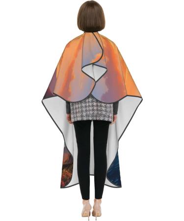 Buy Sunset Sea Printed Polyester Hair Cutting Cape - Professional Adult Haircut Accessories | Smooth No Sticky Hair | 55x66in for International Shipping - Buy Online on GoSupps.com