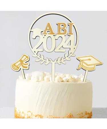 Abi 2024 Cake topper made of wood 3 pieces of Abitur Tortendeko Abi 2024 Gift passed examination Cake decoration graduation ceremony Graduation party decoration cake topper abi