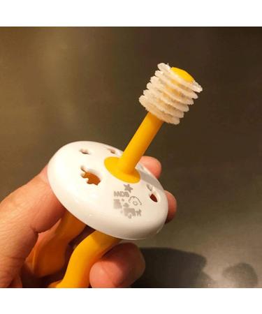 Clean 360 Soft Silicone Child Toothbrush | Unique Manual Brush for Toddlers 1-3 Years | Pink & Yellow - Buy Online on GoSupps.com