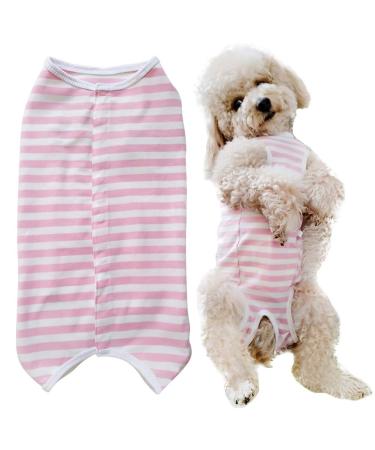 Dogs Recovery Suit Post Surgery Shirt for Puppy, Wound Protective Clothes for Little Animals(Pink White Stripe-m) Medium pink white stripe