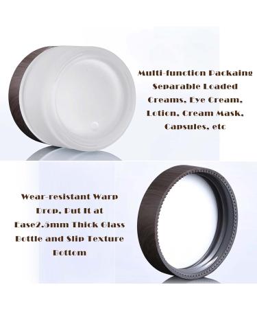 Tuakimce Set of 4 White Matted Glass Cream Cans - 20ml & 30ml Clear Fillable Containers with Lid for Cosmetics & Lottery Brown Wooden Grain Cover - Buy Online on GoSupps.com