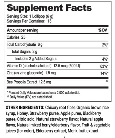 Kids Throat Soothing Lollipops - Beekeeper s Naturals | Doctor Formulated Immune Support Vitamin D & Honey Low Sugar | 15 ct Variety Pack - Buy Online on GoSupps.com