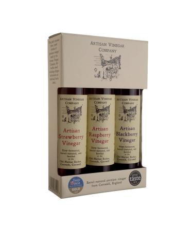 Artisan Vinegar - Gift Box - Berry (Blackberry Vinegar Strawberry Vinegar & Raspberry Vinegar) Berry Selection 250 ml (Pack of 3)