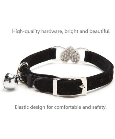AIXI Cat Collar with Safety Belt and Bell - Heart Bling Design - 8-11 Inches - Black - Buy Online on GoSupps.com