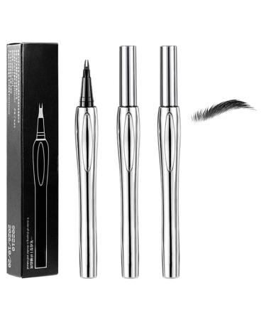 Waterproof Micro Fork Eyebrow Pencil, Microblading Eyebrow Pen with 2 Fork Tips Applicator, 3D Waterproof Eyebrow Pen for Creating Natural Eyebrows (#03)
