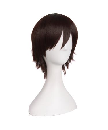 MapofBeauty Dark Brown Short Straight Wig for Men | Cosplay Costume Accessories - International Shipping Available - Buy Online on GoSupps.com