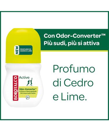  Borotalco Borotalco Active Roll-On Deodorant Yellow alcohol-free with odor-fighting molecules for gradual fragrance release cedar and lime scent deodorant for men and women 6 x 50ml bottles - Buy Online on GoSupps.com
