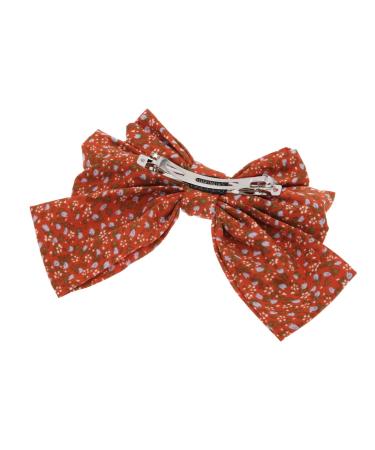 Chic Aysekone 2-Piece Chiffon Hair Bows Set - Orange & Black | Large Hair Clips for Women & Girls - Daisy & Floral Design - Buy Online on GoSupps.com