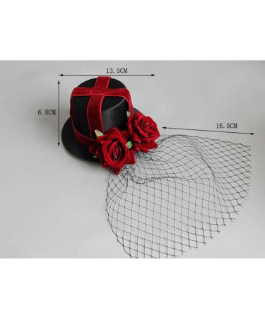 minkissy Steampunk Small Top Hat Small Rose Mesh Decor Halloween Hat Fascinator Wedding Party Tea Hat for Women Girls Mini Top Hat Halloween Party - Buy Online on GoSupps.com
