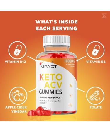 Impact Keto ACV Gummies - Advanced Weight Loss & Belly Fat Burner with Apple Cider Vinegar - 60 Gummies - Buy Online on GoSupps.com