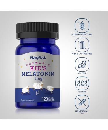Piping Rock Kids Melatonin 1mg | 120 Chewable Tablets | Supplement for Children | Vegetarian Non-GMO Gluten Free - Buy Online on GoSupps.com