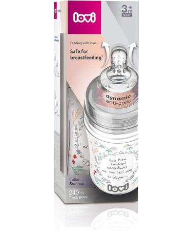 LOVI Anti-Colic Baby Feeding Bottle | Dynamic Teat | 3m+ | 240 ml | Super Air Vent System | Medically Tested | Indian Summer Trend - Buy Online on GoSupps.com