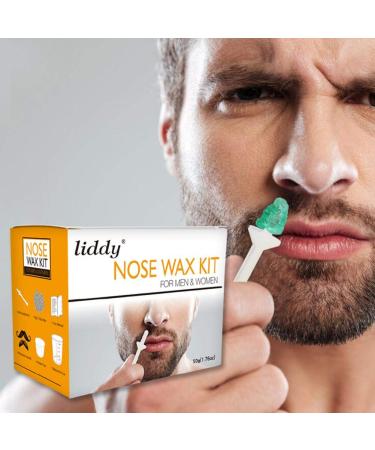 Nose Wax Kit with 50 G Wax 20 Applicators Paper Pearlescent Nose Hair Removal Hard Wax Cleaning Hair Removal Wax for Men &Women Safe Easy Quick and Painless