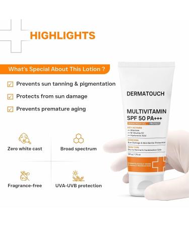 Multivitamin Sunscreen Gel SPF 50 PA+++ | Broad Spectrum UVA/UVB Protection | Lightweight Gel | No White Cast | Unscented | For All Skin Types | Unisex | 50 g - Buy Online on GoSupps.com