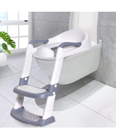 Potty Training Seat with Step Stool Ladder - Gentle Monster Toddler Toilet for Boys Girls - Foldable & Comfortable Chair with Anti-Slip Pad (Grey) - Buy Online on GoSupps.com