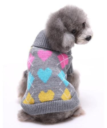 BINGPET Dog Argyle Sweater Cute Winter Pets Clothes X-Small