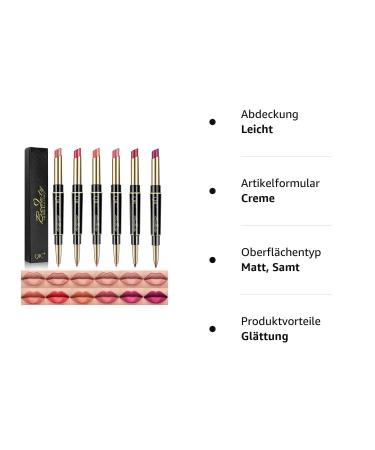 Skynest 6PC Lipstick & Lipliner Set | 2-in-1 Durable Lip Gloss | Waterproof Long-Lasting Highly Pigmented Velvet Beauty Cosmetics - Buy Online on GoSupps.com