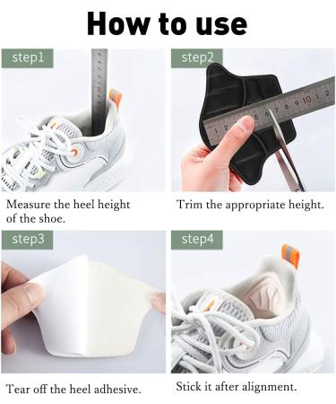 4 Pairs Black Heel Cushion Inserts & Grips - Self-Adhesive, Comfortable Shoe Pads for Women & Men - Buy Online on GoSupps.com