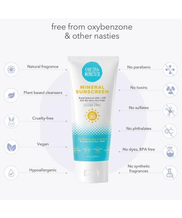 Fresh Monster Kids Sunscreen SPF 30 | Clear Non-Nano Zinc Oxide Mineral Sunscreen | Reef Safe & Hypoallergenic - Buy Online on GoSupps.com
