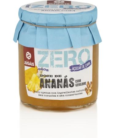 Quinta de Jugais Pineapple and ginger jam with no added sugar sweet preserves made with fresh fruit no cane sugar natural ideal for breakfast and as a substitute 280g