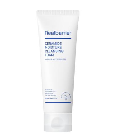 Real Barrier Ceramide Moisture Cleansing Foam 120ml 4.05 Fl Oz Hydrating Makeup Removal All-in-One Deep Cleanser with Hyaluronic Acid and Rich Creamy Foam for Sensitive Skin Korean Skincare