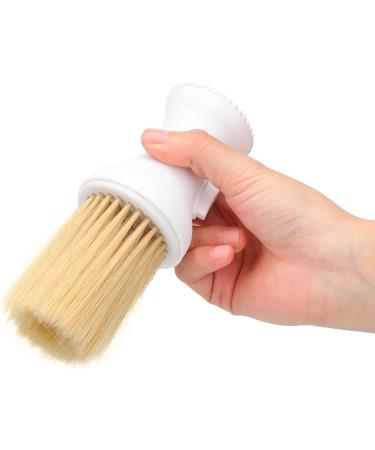 Soft Hair Neck Duster Brush with Talcum Powder Press Salon & Travel Styling Tool for Fine & Soft Hair (White) - Buy Online on GoSupps.com