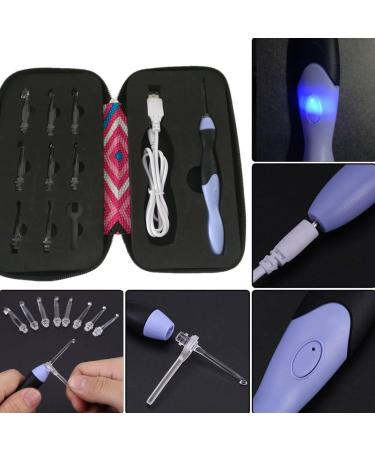 Rechargeable Lighted Crochet Hooks Set | 9 Interchangeable Heads with Accessories - Blue Case | LED Crochet Hook Kit - Buy Online on GoSupps.com